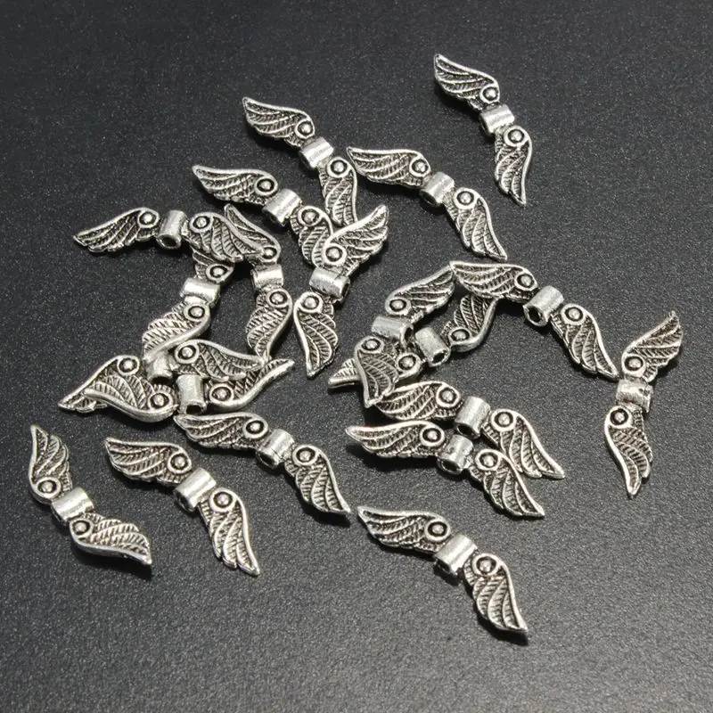 20Pcs Angel Fairy Wings Charm Metal Spacer Beads for Jewellery Makers Garment Clothes Decoartions DIY Crafts Accessory 23x5mm | Дом и сад