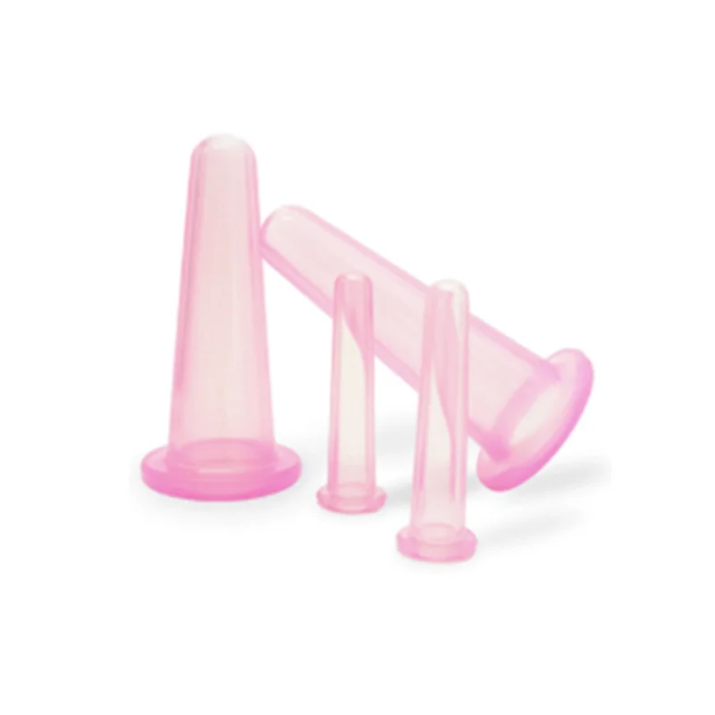Pink 4 шт./компл. силиконовые медицинские банки для терапии тела чашки набор для ухода за кожей лица вырезом спины массажа глаз вакуумных банок всасывания антицеллюлитный массажер набор для макияжа - Цвет: Pink