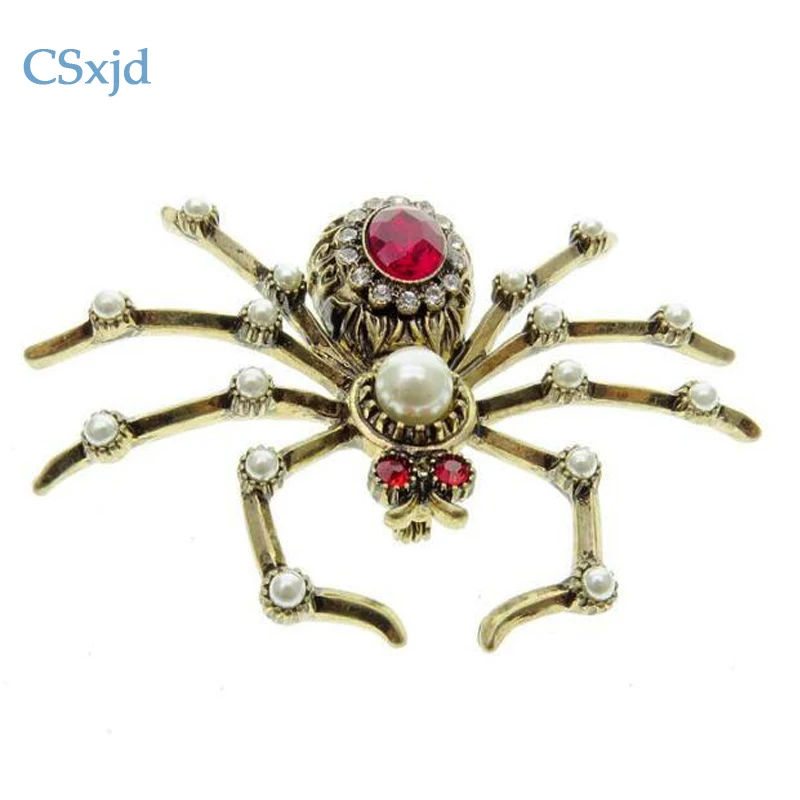 CSxjd Antique big spider brooches for imitation pearl inlay vintage pins 2017 Women jewelry | Украшения и аксессуары