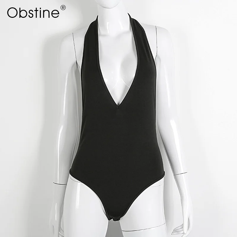 Obstine 2018 пикантные Для женщин Розовый Черный боди Твердые Комбинезоны Лето спинки комбинезон красный блесток