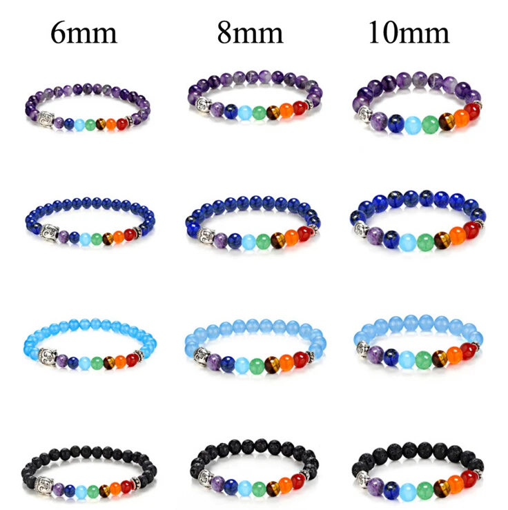 Прямая поставка 8 мм новый модный мужской браслет Будда Эластичный черный цвет из