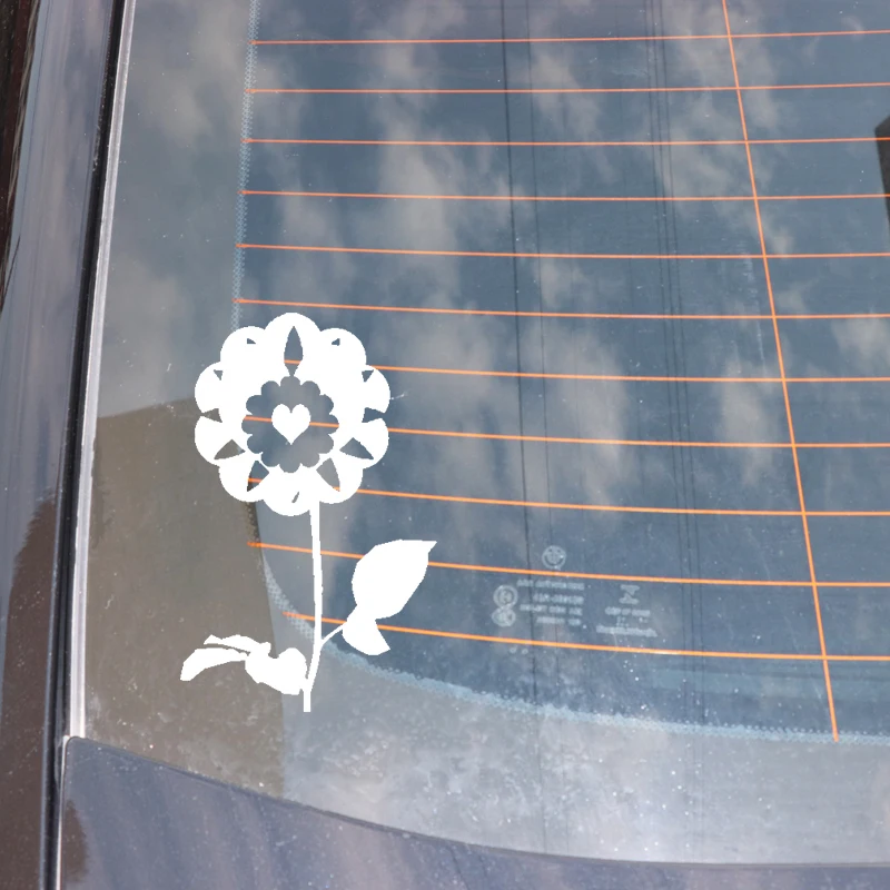 

YJZT 9.9CM*15.3CM The Design Of Creative Love In Flowers Car Sticker Vinyl Decal Black/Silver C23-0982