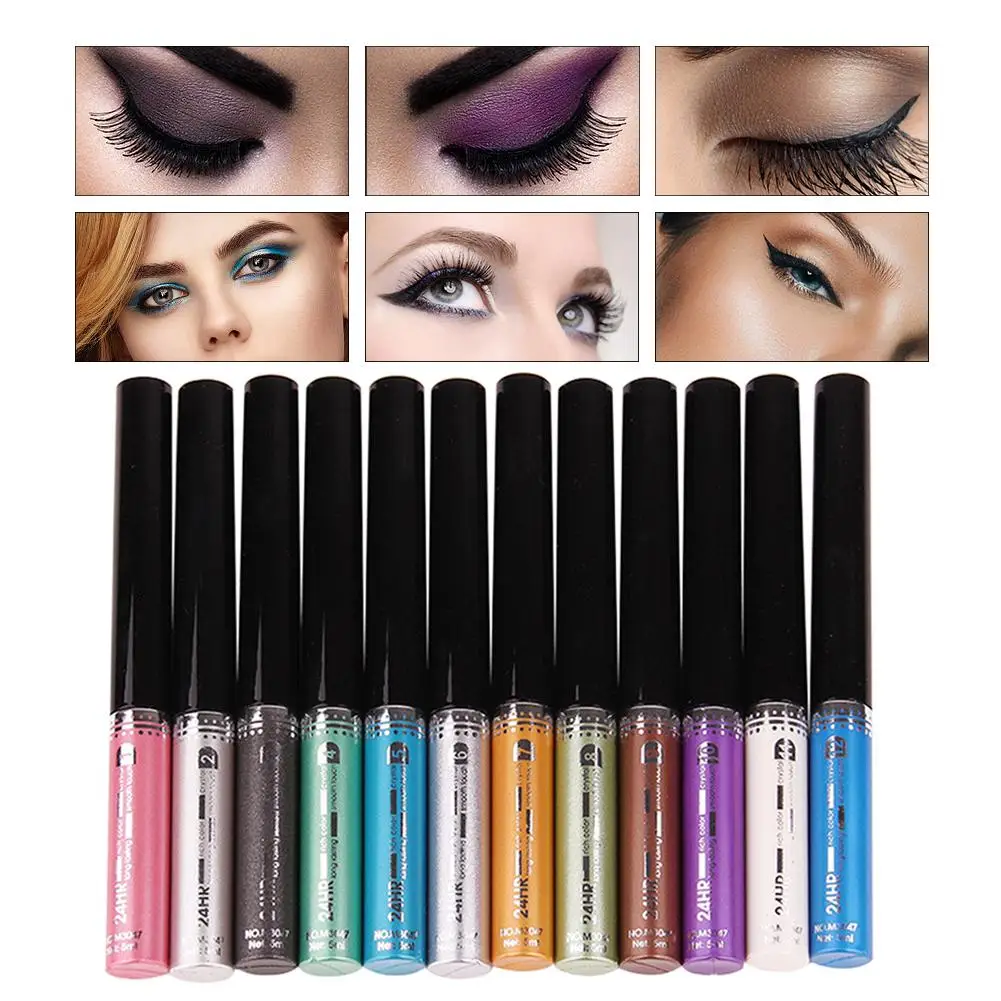 12 шт. блестящая жидкая подводка для глаз яркая быстросохнущая водостойкая
