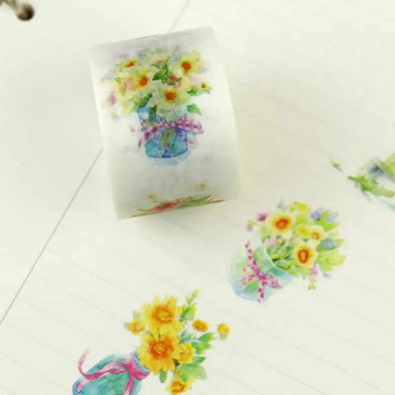 Kawaii Flower Color Painted Washi Tape Paper Taper 30mmx10m Scrapbooking Masking Girls Creative Gifts School Tools | Канцтовары для