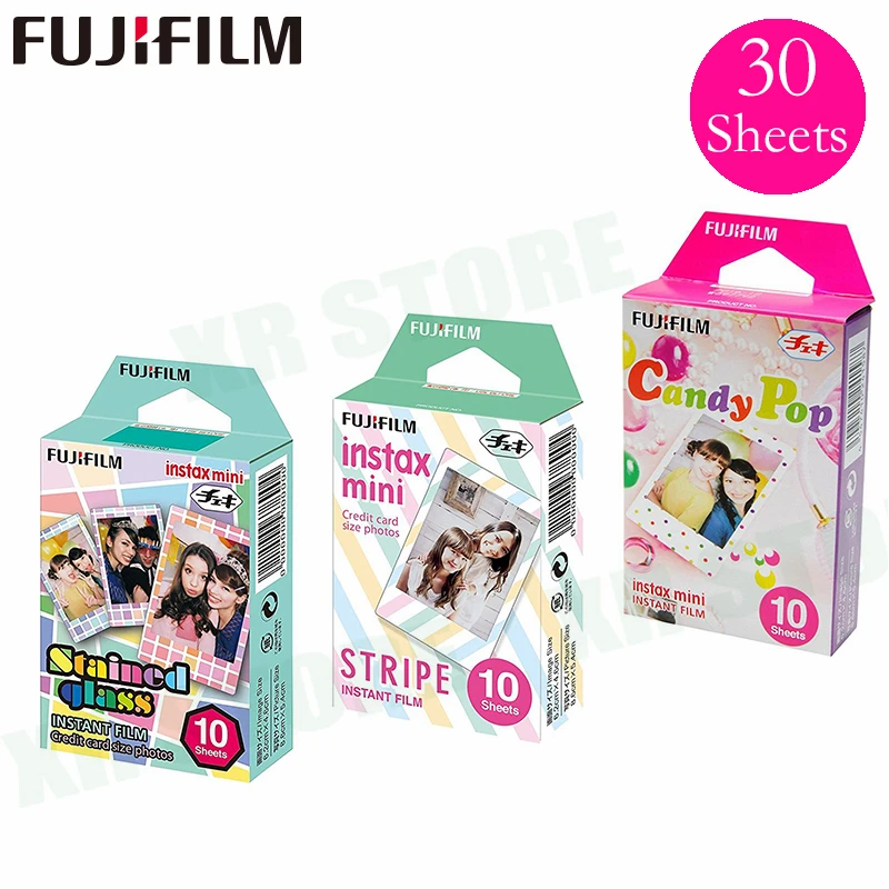 

Fujifilm stained glass+stripe+candy pop Fuji Instant Photo Paper For Instax Mini 11 8 9 Film 70 7s 50s 90 25 Share SP-1 Camera