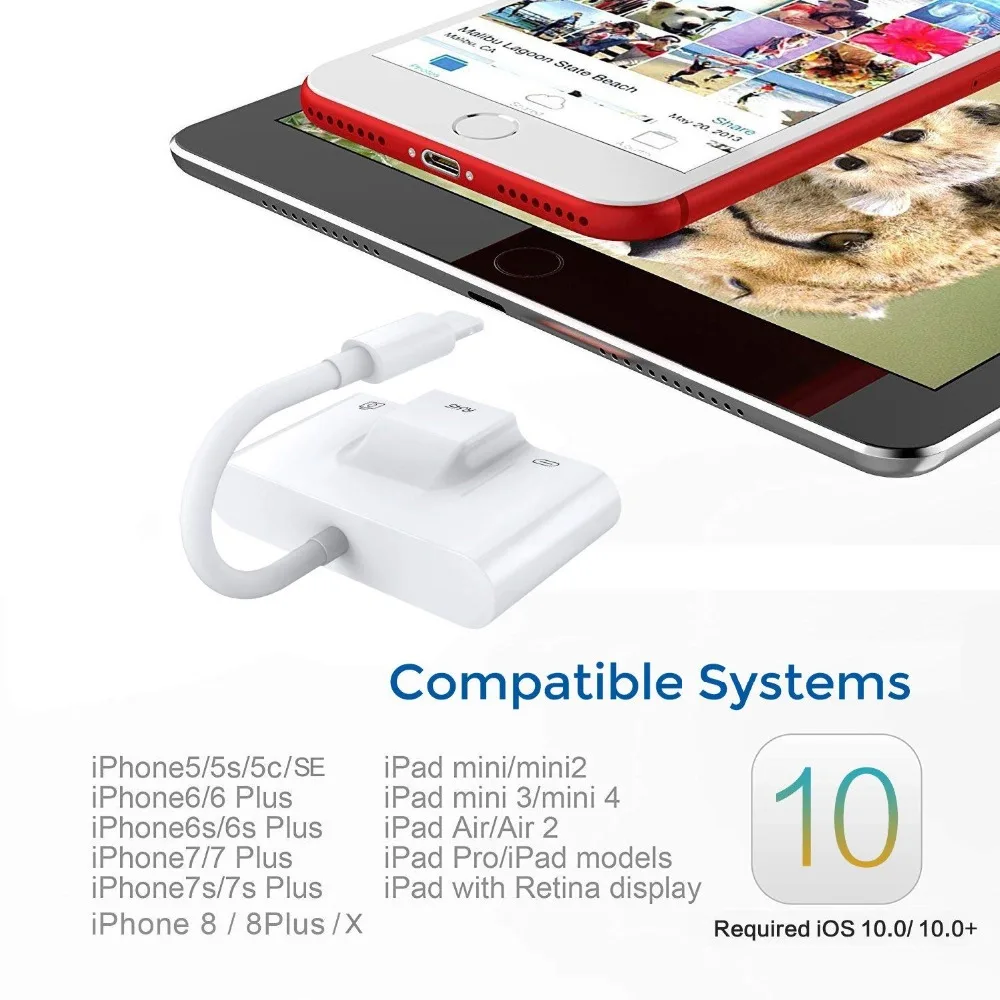 Для iphone/iPad адаптер от apple интерфейс RJ45 коммутатора Ethernet 10/100 Мбит/с конвертер зарядный кабель/USB 3,0 Камера считыватель Порты и разъёмы 3