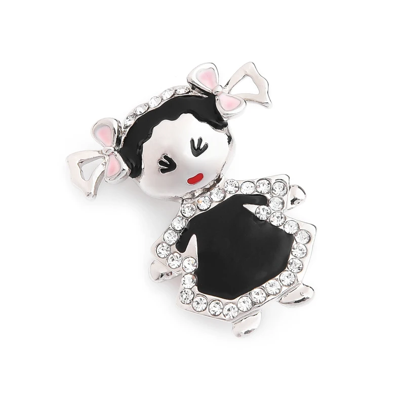 Inokeey Crying Little Girl Brooches Wearing Black Dress with 2 Ponytails Brooch Pins Princesses For Women | Украшения и