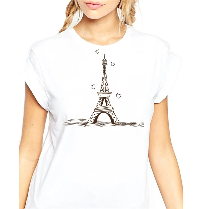 CONMEIVE футболка для женщин Модальная мода ручная роспись Эйфелева башня