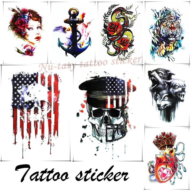 Пиратский капитан якорь Временные татуировки стикер вечеринка реальный 3D