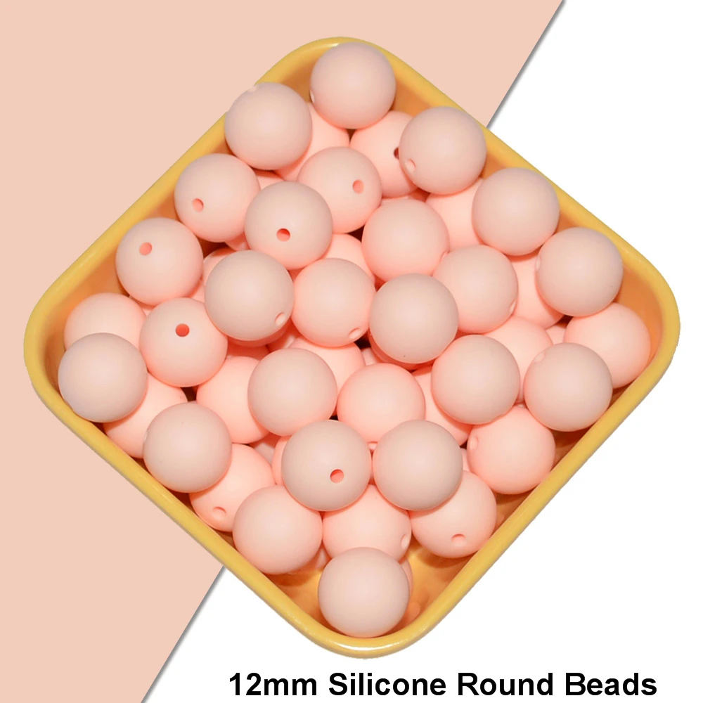 Happyfriends 10pcs 12mm Silicone Teething Bead Baby Chewable Pacifier Clips Beads Food Grade Silicone BPA FREE Teether Toys