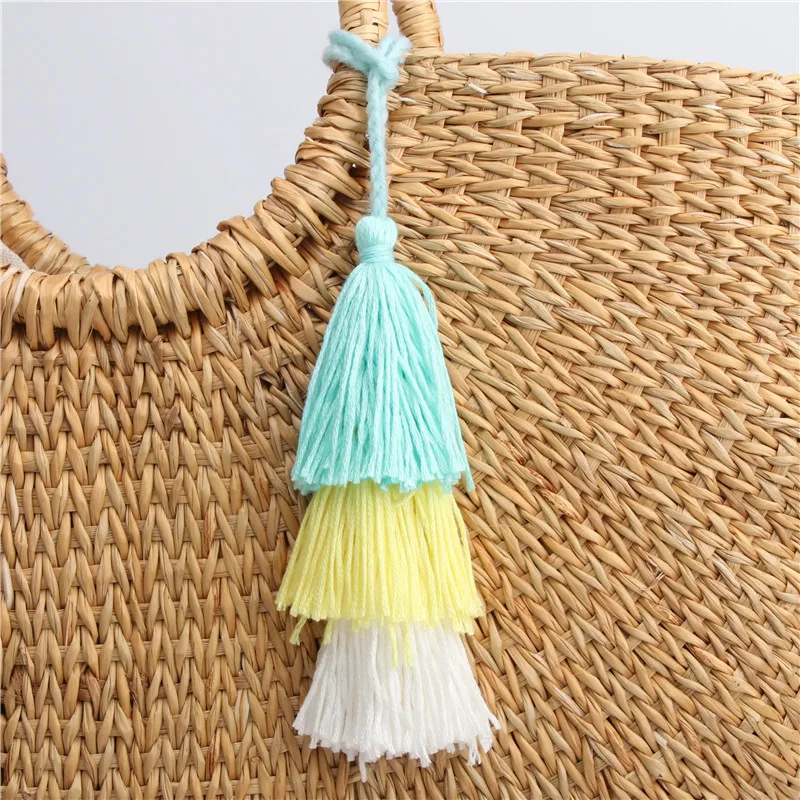 Naomy&ampZP 1PC Bohemian Handmade Bag Pendant Accessories Women Multicolor Cotton Tassel Key Chain Jewelry Charm Keychain Keyrings |