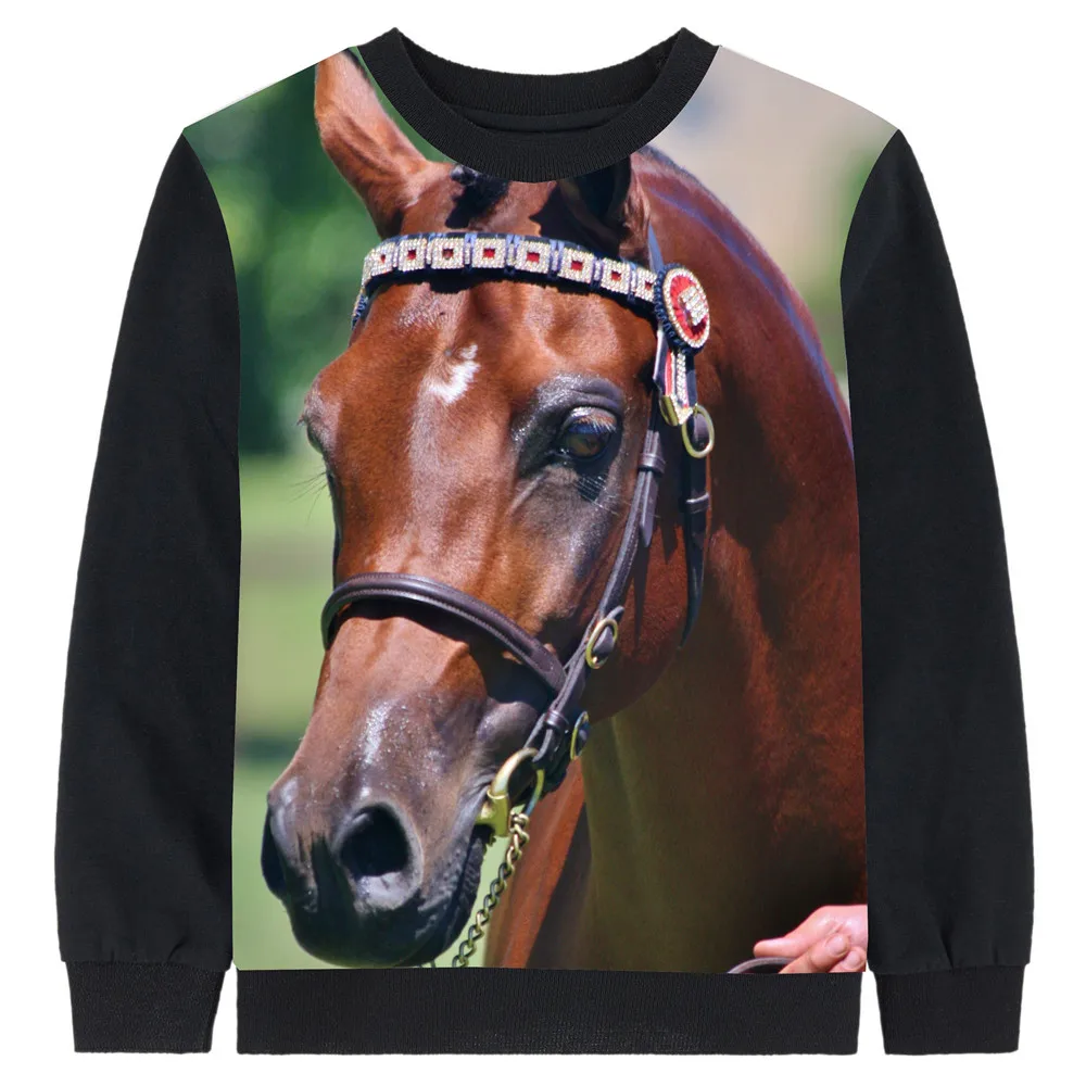kids clothing tees Brown horse printing tops baby girl brand Long sleeve boy child Children t shirt | Детская одежда и обувь