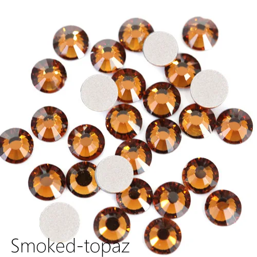 Smoked-topaz 1440 шт блестящие стразы с кристаллами SS3 до SS34, не Горячие Стразы с плоской задней стороной для клея одежды, камень для дизайна ногтей B0993 - Цвет: Smoked-topaz