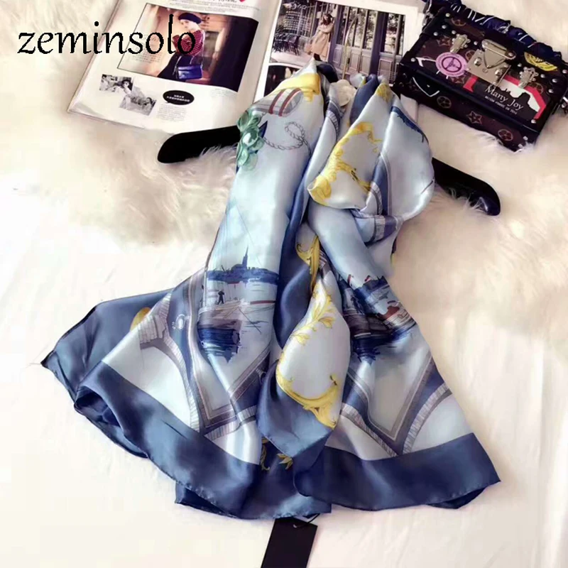 Женский 100% натуральный шелковый шарф шаль женские шелковые шарфы тонкая модель