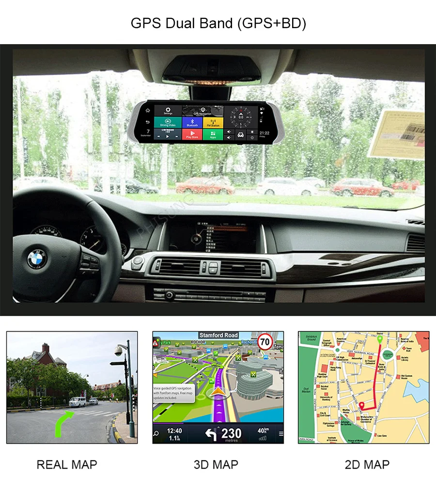 TOPSOURCE Автомобильный видеорегистратор 1" 3G/4G двойной объектив Android зеркало заднего вида dvr 1080P видео рекордер Dash cam ADAS gps wifi смарт-камера для автомобиля