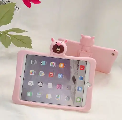 For iPad Pro 11 Милый розовый поросенок изображением героев мультфильма "Маша и Медведь чехол для IPad 9,7 Pro 9,7 10,5 11 Air 2 3 iPad 2/3/4 мини-платье на возраст 1, 2, 3, 4, 5, силиконовый чехол-подставка funda - Цвет: For iPad Pro 11