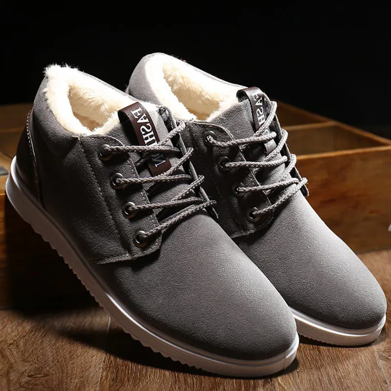 Gray plush Классические модные ботинки; Мужские Зимние ботильоны; модель года; Плюшевые ботинки в старом стиле; Теплая обувь; Мужские Водонепроницаемые зимние ботинки - Цвет: Gray plush