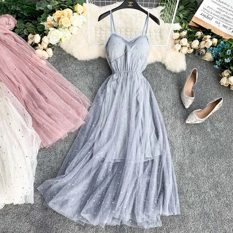 NiceMix robe femme ete летнее пляжное платье Сарафан милое платье с блестками Сетчатое платье с v-образным вырезом платье элегантное, миди женские платья