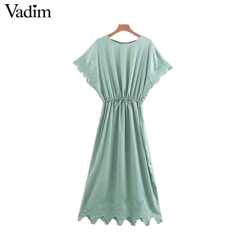Vadim женские сплошные кружевные лоскутные Макси-платья с коротким рукавом и