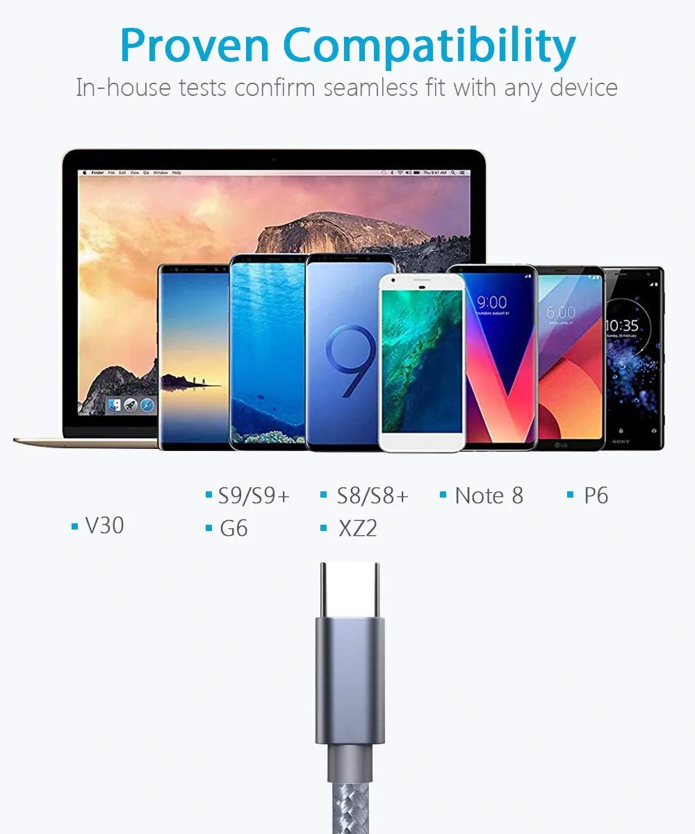 Кабель зарядного устройства USB Type C с нейлоновой оплеткой для быстрой зарядки и