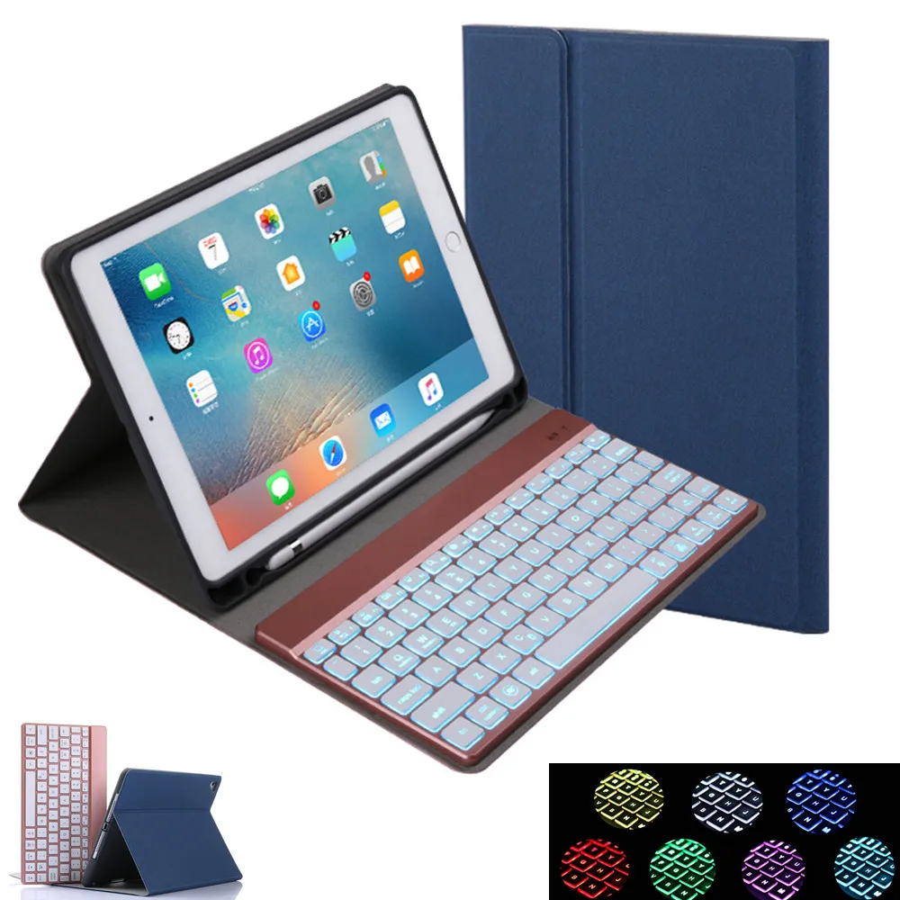 Ультратонкий умный чехол с подсветкой Bluetooth клавиатурой и держателем для стилуса
