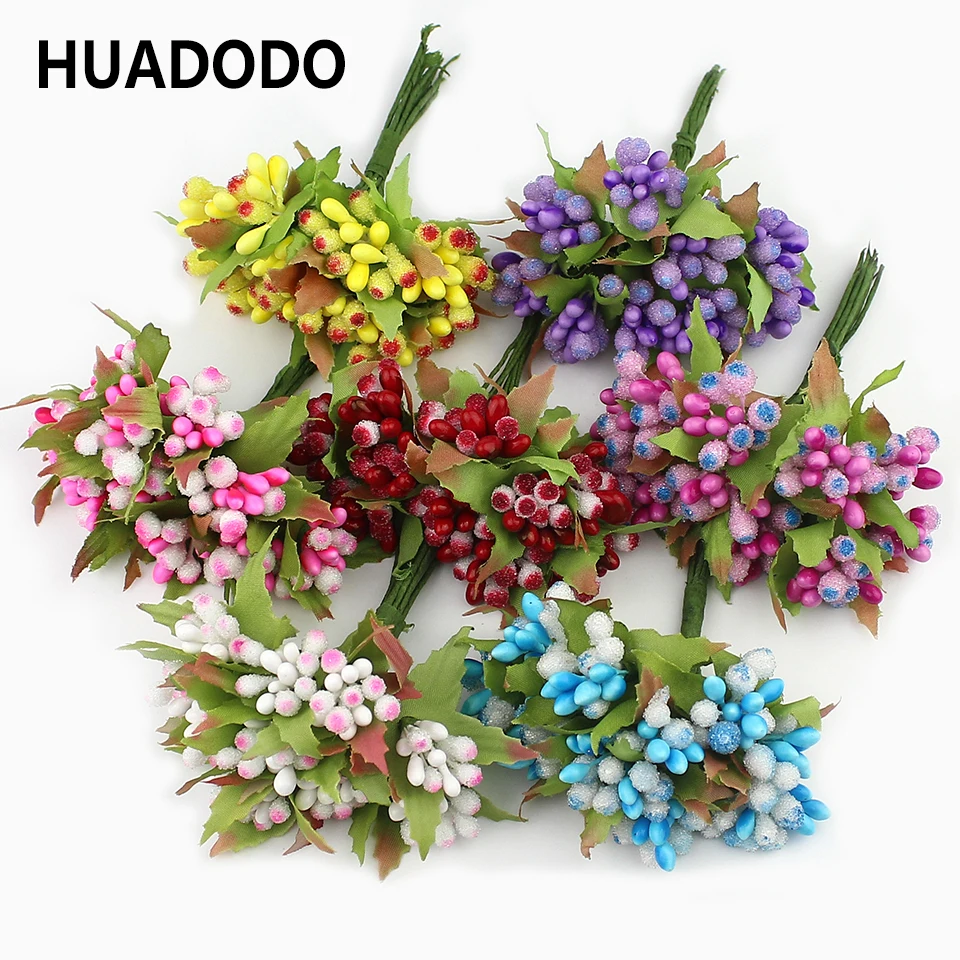 HUADODO, 10 шт., искусственные ягоды, тычинки, цветы для свадьбы, украшение для альбома, сделай сам, венки, цветы для рукоделия