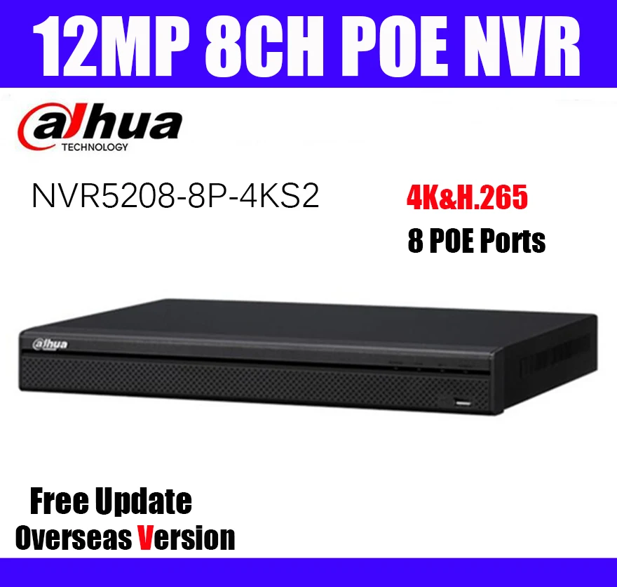 Сетевой видеорегистратор Dahua NVR5208 8P 4KS2 8CH POE NVR Pro система видеонаблюдения forCCTV 4K