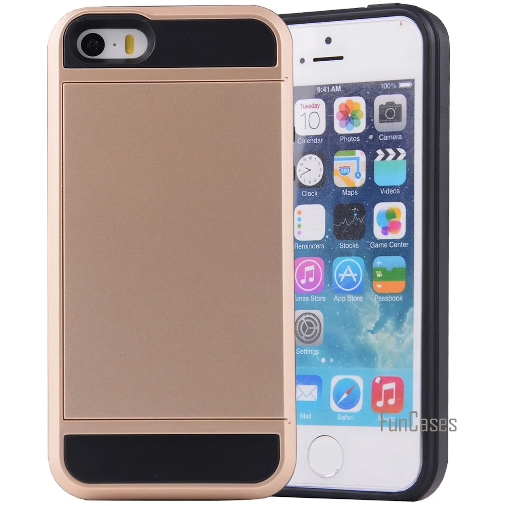 Для Apple iPhone 7 6 S Plus 5 5S SE 4 4s чехол Гибридный Жесткий ПК + ТПУ 2 в 1 карта слайдер с