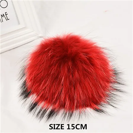 red 15cm 5 шт./лот DIY 13 см мех серебристой лисы 15-16 см помпоны из меха енота для вязаная шапка, кепка, бини, брелок и шарфы из натурального меха - Цвет: red 15cm