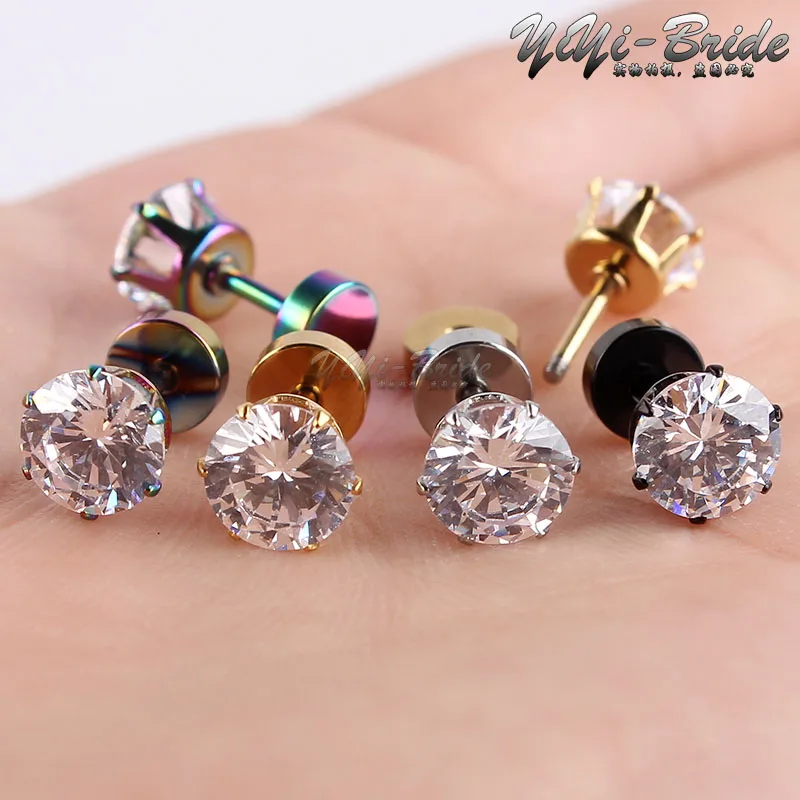 1 шт. 3 7 мм Циркон пирсинг уха из золота с уникальным дизайном нержавеющей стали