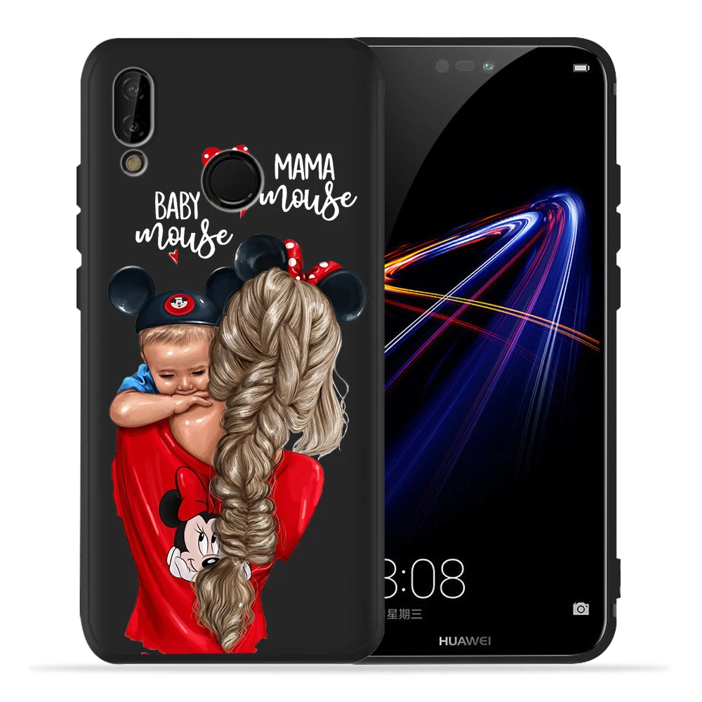 Чехол для huawei P30 Pro для huawei p20 lite mate 20 Honor 8 10 PSmart с коричневыми волосами Mama Baby mouse Super Mom Girl Etui, чехол