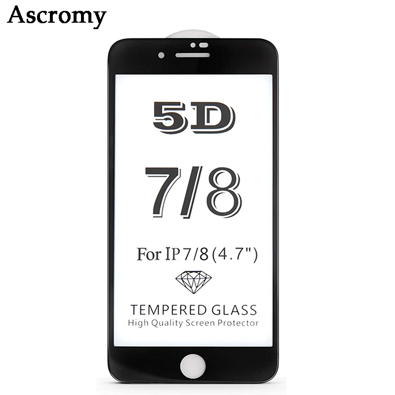 Защитная пленка из закаленного стекла Ascromy 5D с полным покрытием для iPhone X 8 7 6 s plus