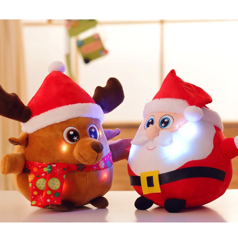 22 см 35 новый стиль светящаяся музыка Санта Клаус Moose мягкие куклы игрушки