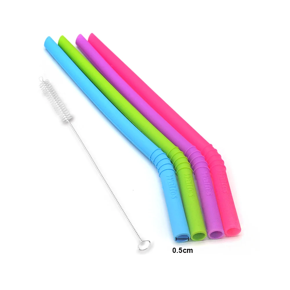 0.5cm width WALFOS 5 шт./компл. многоразовый силиконовый набор соломинок Экстра длинные гибкие соломинки барные аксессуары - Цвет: 0.5cm width