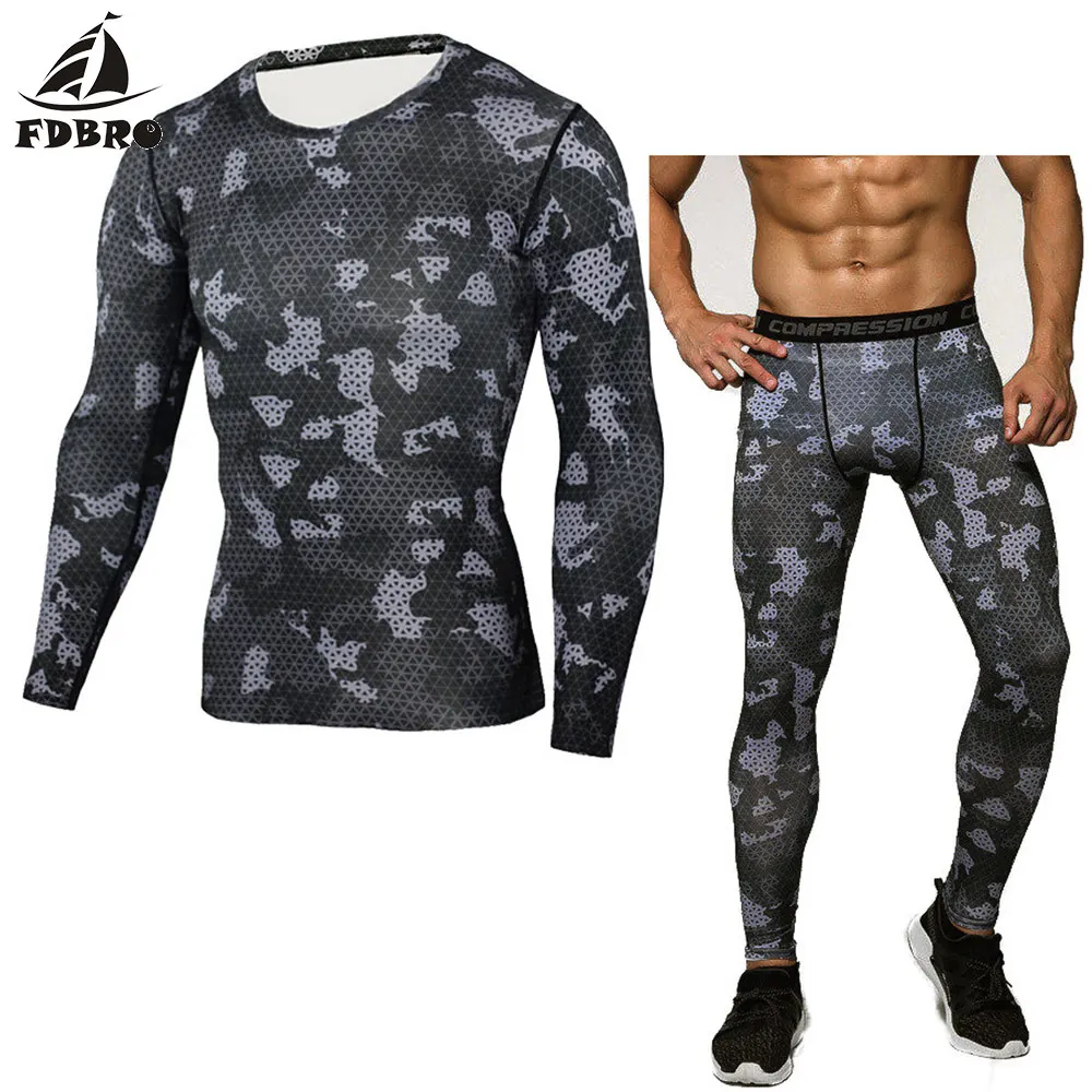 FDBRO спортивный костюм Мужская компрессионная MMA рубашка с длинным рукавом