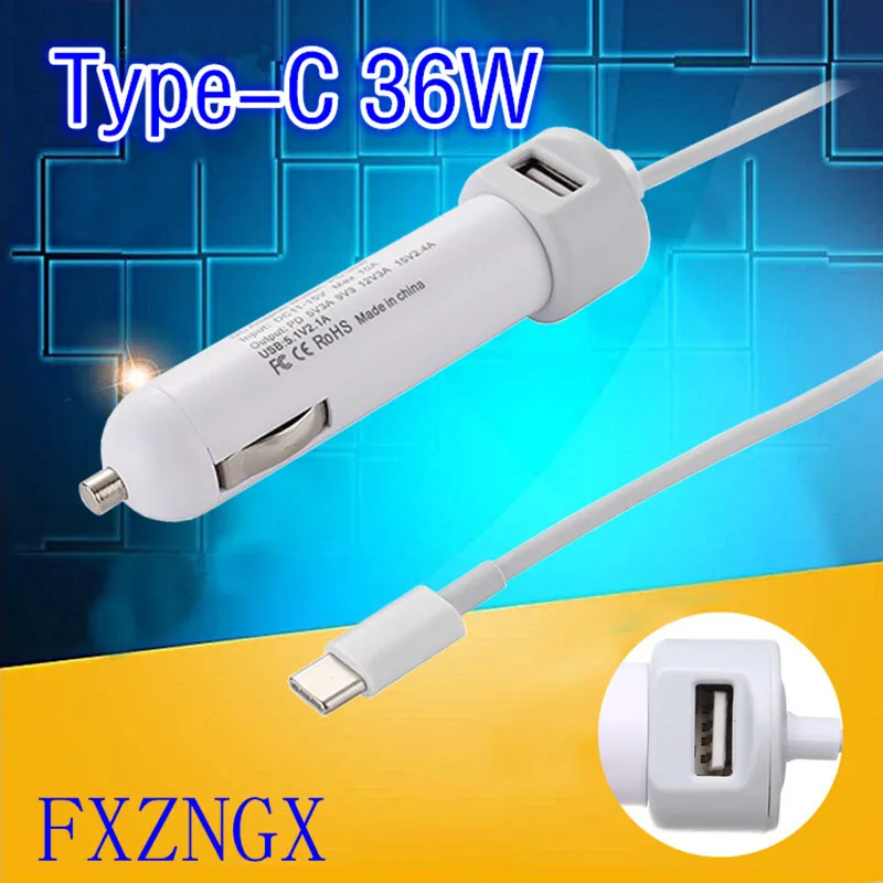 36 Вт USB Ноутбук Автомобильное зарядки 5V 3A 9V 12V 15V 2.4A ForMacbook 12 &quotA1534 A1540 Тип ноутбук