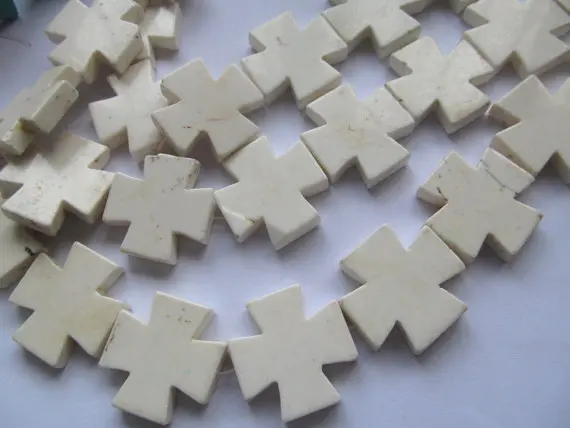 Sale 2strands 15 20 25 30 35 40mm oranger Turquoise stone Cross Ivory white Dark Bule Green cream Black red Mixed spacer B |