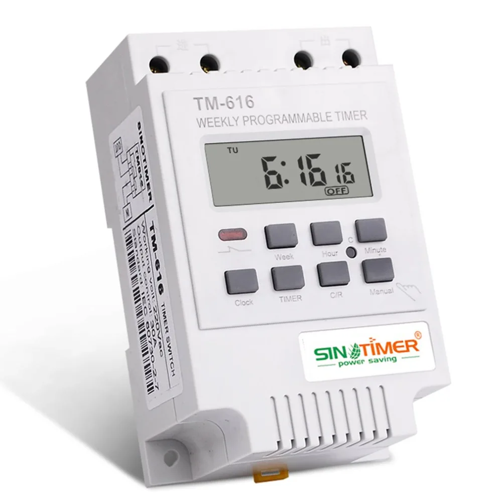 TM616W-2 30A 220V Electronic Weekly Programmable Digital TIME SWITCH Relay Timer Control Din Rail Mount | Инструменты