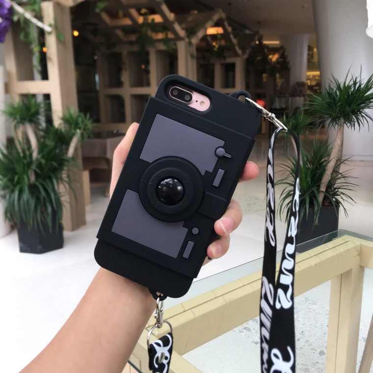 3D Ретро кошелек-камера Чехол-подставка для телефона для iPhone 11 pro Max XS MAX XR 7 8 plus 6 X Мягкая силиконовая задняя крышка с st