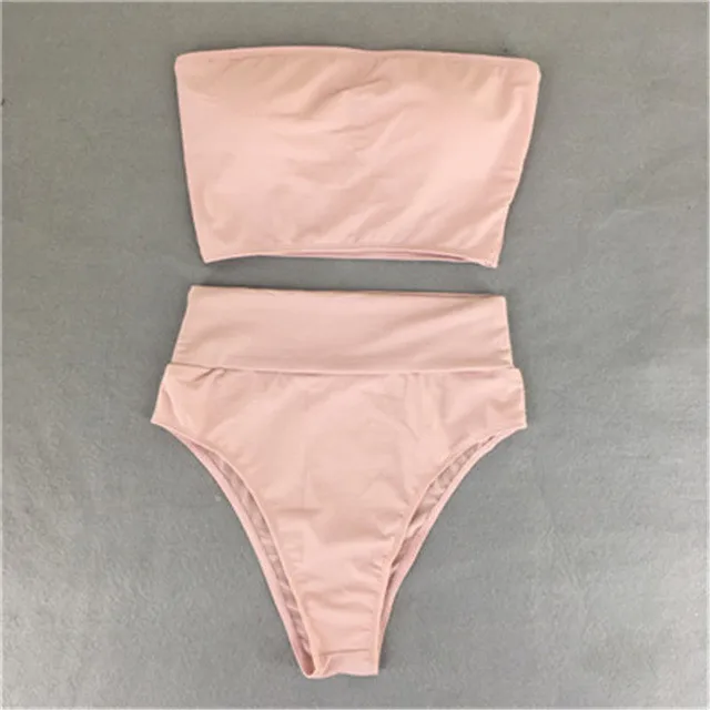 116-With Pad Pink Купальник с высокой талией,, сексуальное бикини для женщин, бразильский купальник, пуш-ап, бандо, топ, плюс размер, низ, бикини, набор, купальники - Цвет: 116-With Pad Pink