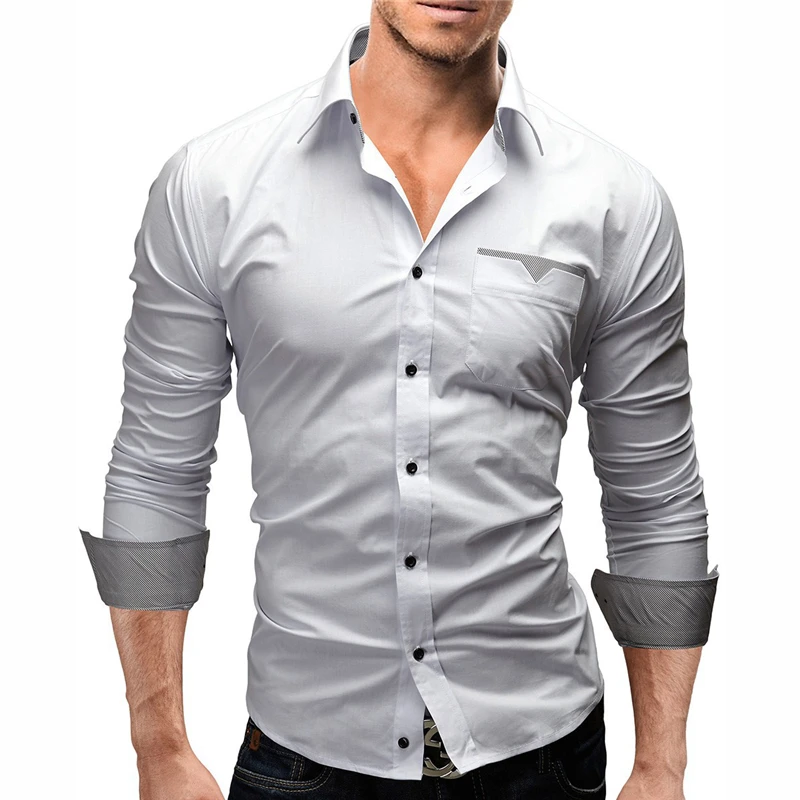 Camisa Masculina модная мужская рубашка 2018 новая брендовая повседневная с длинным