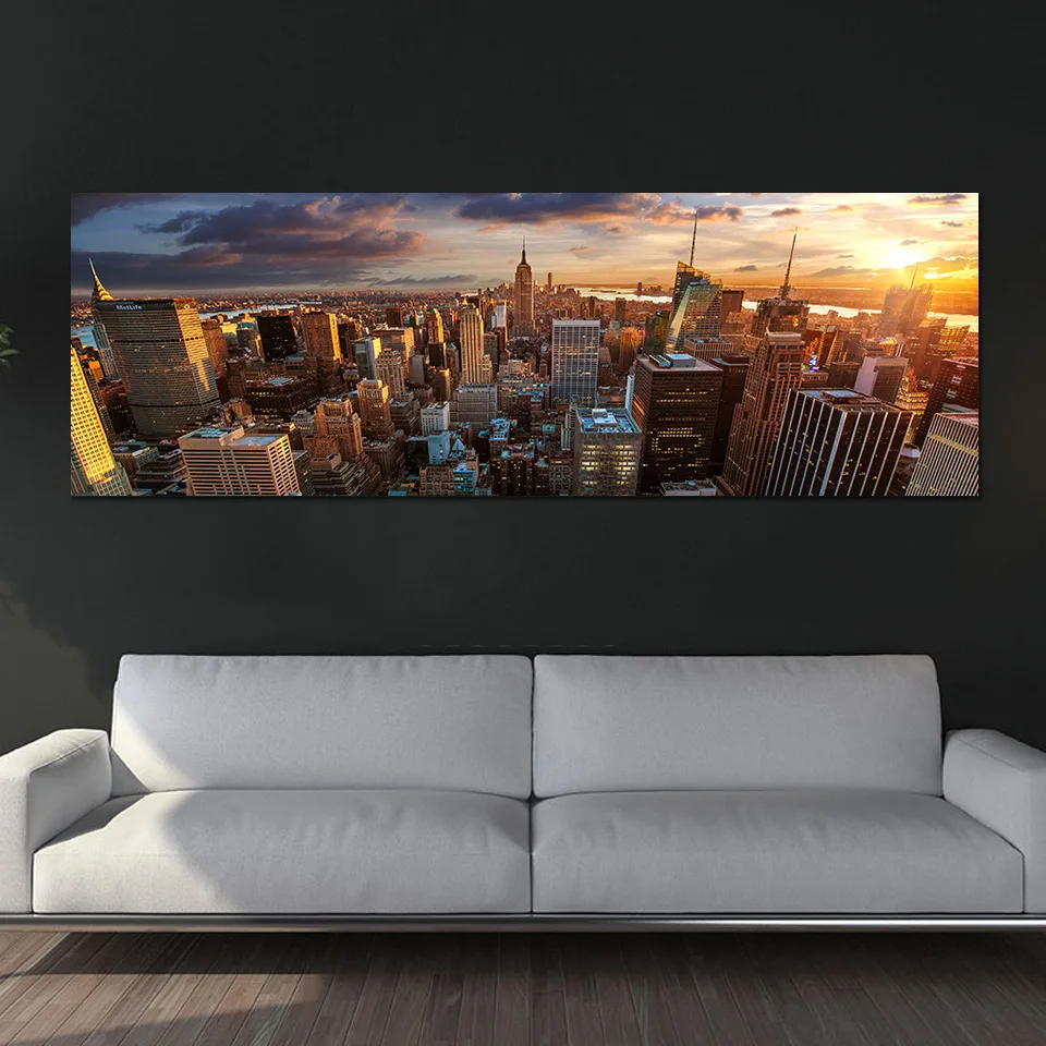 Настенное художественное полотно 1 шт. городской закат пейзаж картина плакат
