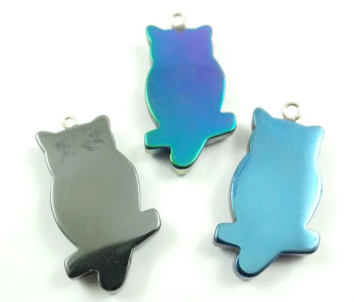 Натуральный кварц хрусталь титана гематит ручная работа Сова подвеска с