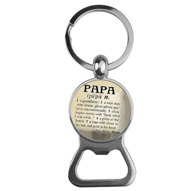 SUTEYI JE T'AIME PAPA открывалка для бутылок брелок ручной работы круглый стеклянный держатель для ключей отец Французский серьги-гвоздики с надписями мужские подарки
