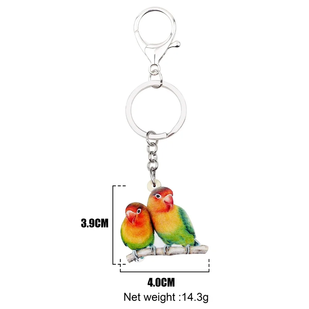 Bonsny акрил Африка Фишер Lovebird попугай птица ключ цепочки брелок кольцо симпатичное животное ювелирные изделия для женщин девочек Сумка автомобильные подвески