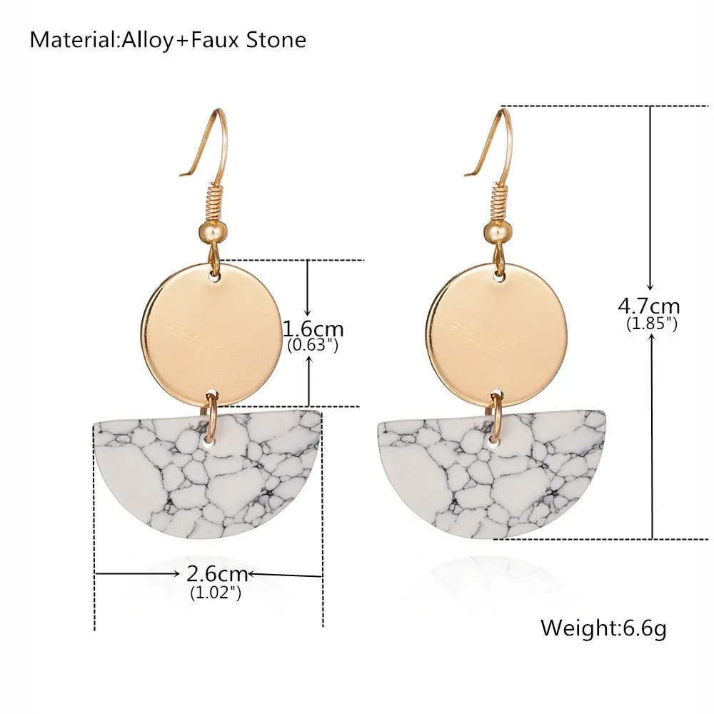Женские серьги подвески золотого цвета с искусственным мрамором|earrings for|dropping