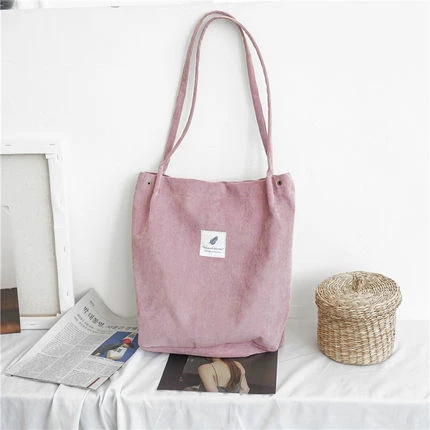 pink Сумка холщовый рюкзак большая сумка для покупок для вельвета XR128 - Цвет: pink