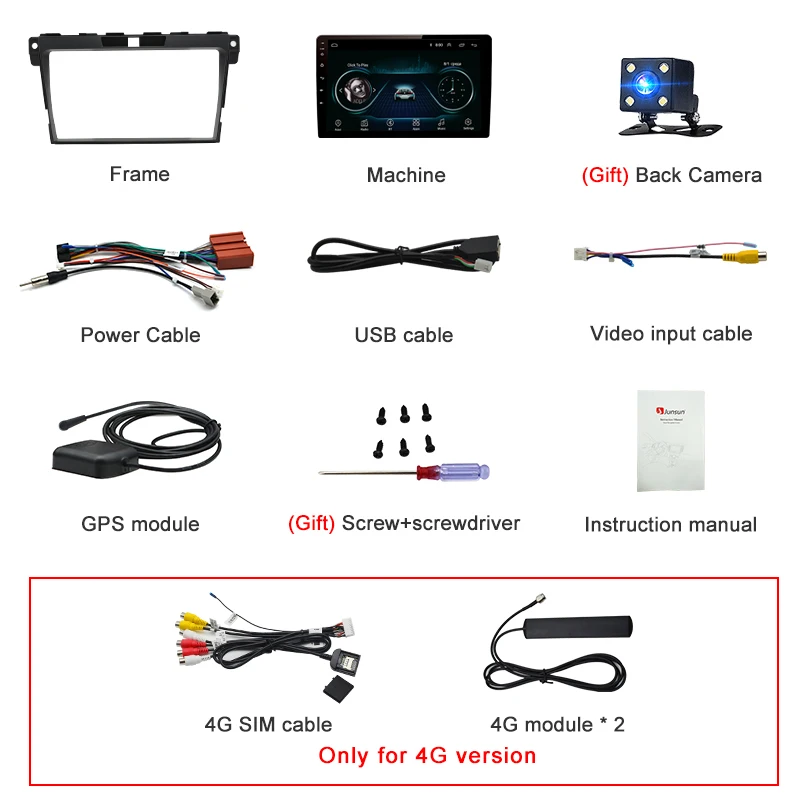 Junsun Android 9,1 для Mazda Cx-7 cx7 2008- Авто 2 Din Радио стерео плеер Bluetooth 2G+ 32G gps навигация без DVD слот
