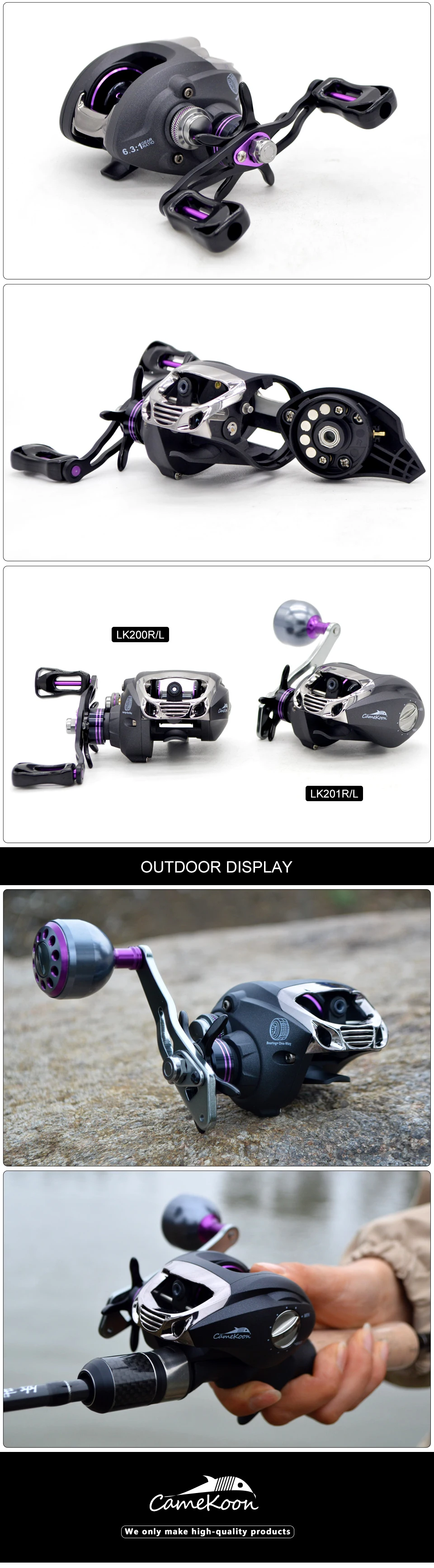 CAMEKOON VIKING Baitcasting Fishing Reel 6KG Max Drag 12+1 Bearings 6.3:1 Smooth Low Profile Baitcaster Reel