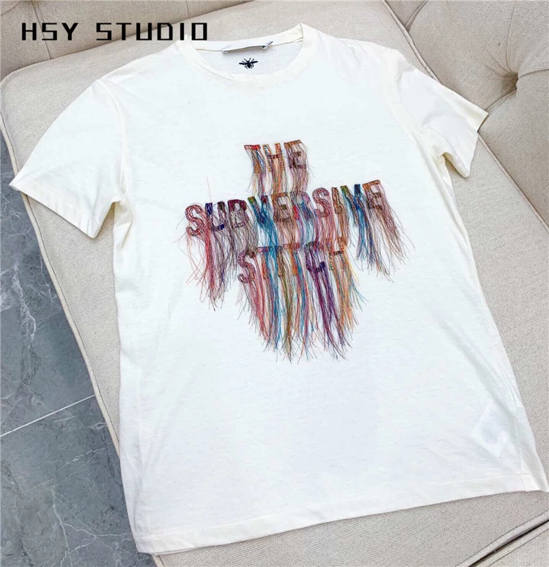【HSY stuo】 2019 лето новый тренд для женщин honeybee принт цвет вышивка буквы кисточки